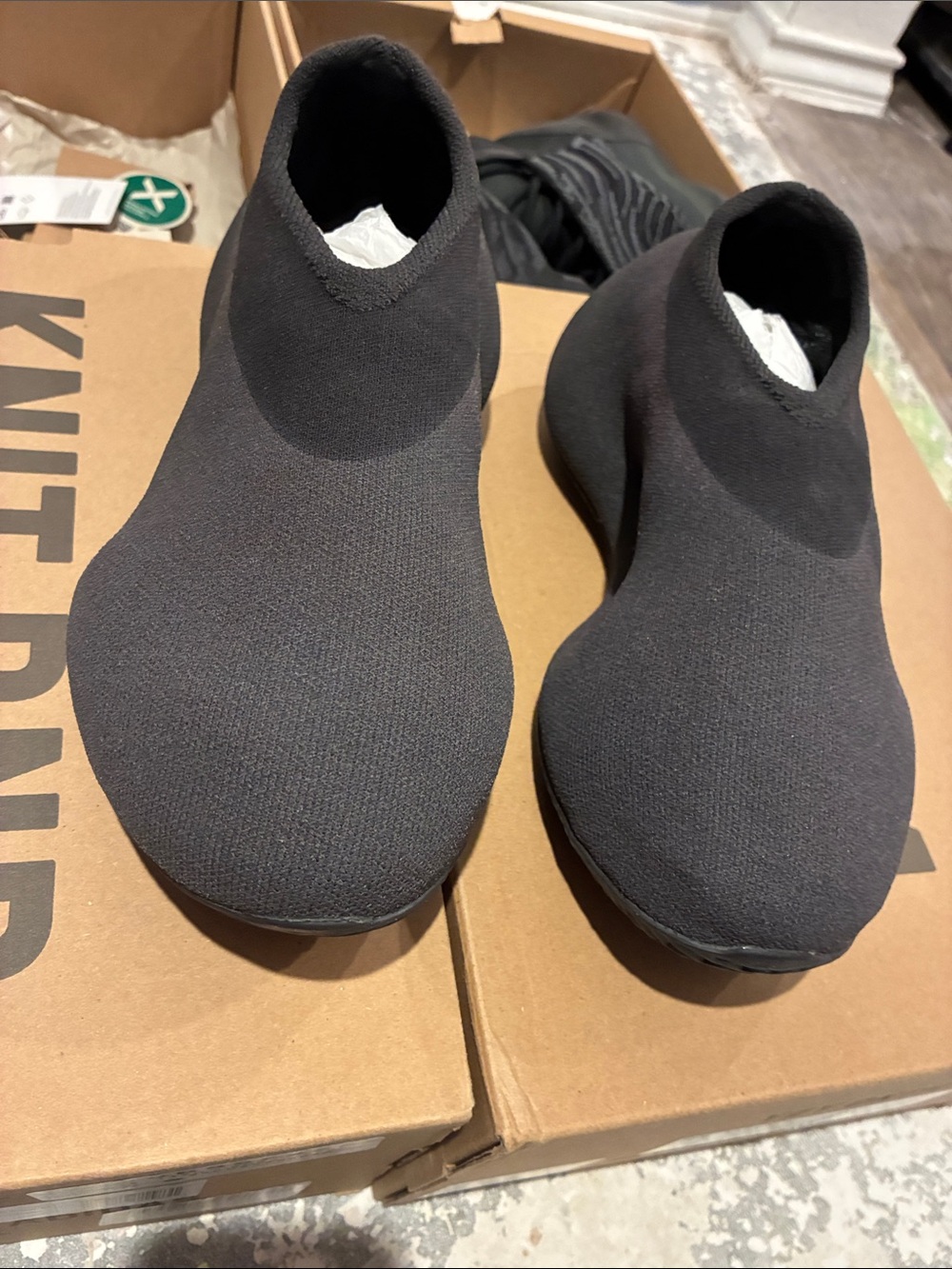 adidas YZY Knit RNR Slip-On Sneakers in Black - Picture 2 of 3